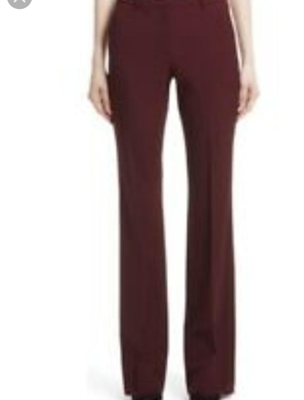 Theory Nwt Burgundy Wide Leg Stretch Demtria Wool Pants